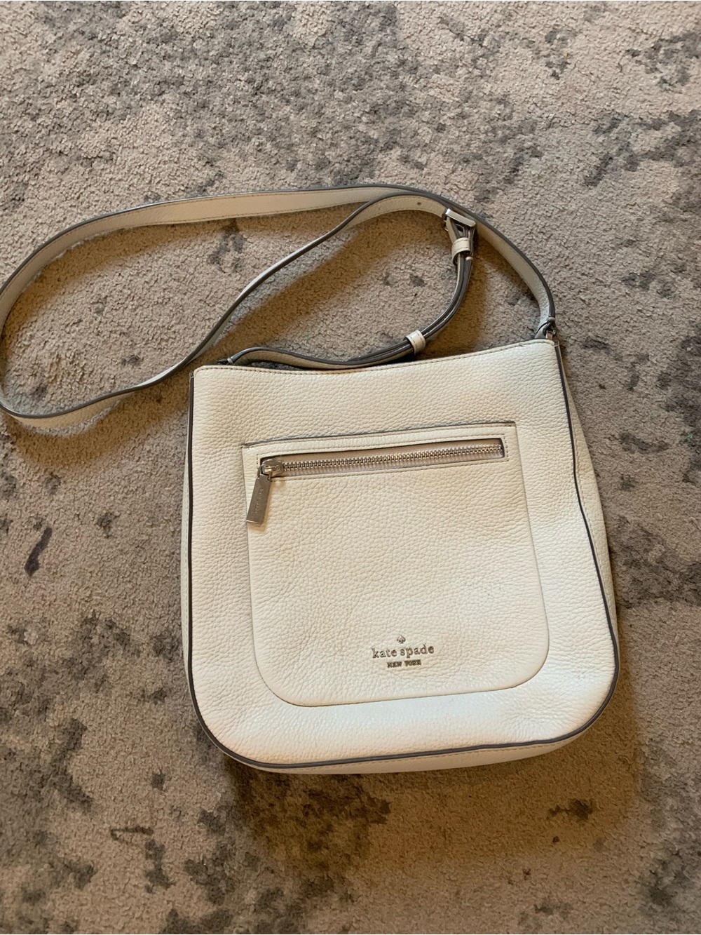 kate spade Cream Pebbled Leather Crossbody with Silver Hardware